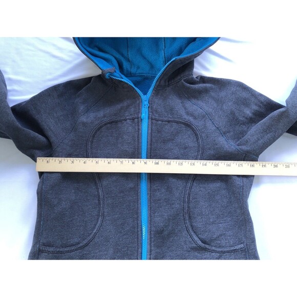 LULULEMON SCUBA HOODIE Black Turquoise Classic Full Zip Yoga Jacket Size 8 - Picture 7 of 14